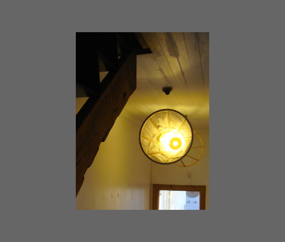 ceiling light wood and japanese paper 40x40x100