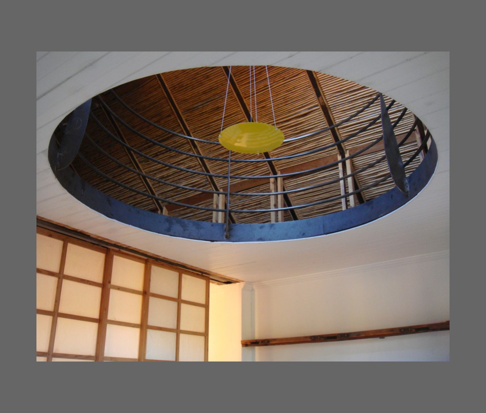 library with ceiling opening to attic space